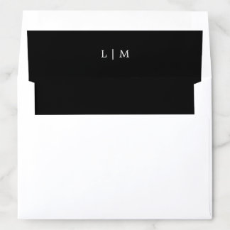 Simple Black Monogram Elegant Wedding Envelope Liner