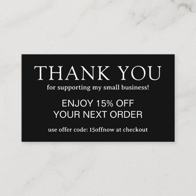 Simple Black Monogram Modern Discount Card (Front)