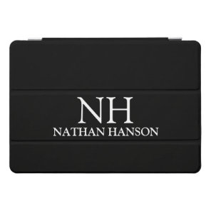 Simple Black Monogram Modern iPad Pro Cover