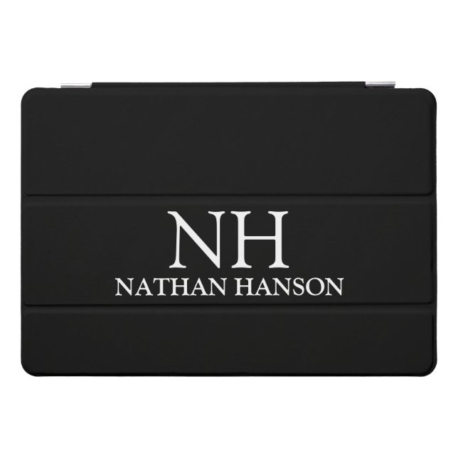 Simple Black Monogram Modern iPad Pro Cover (Horizontal)