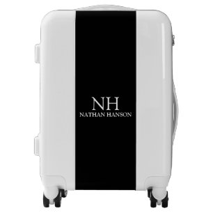 Simple Black Monogram Modern Luggage