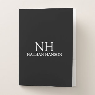 Simple Black Monogram Modern Pocket Folder