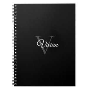Simple Black Monogram Name Notebook