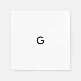Simple Black Monogram On White Napkins