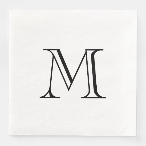 Simple Black Monogram Paper Napkin