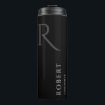 Simple Black Monogram Personalized Groomsmen Thermal Tumbler<br><div class="desc">This simple custom groomsmen tumbler features personalized groomsman's name,  monogram,  and wedding date. You can easily change the background and fonts colors to match your event if you like. Also great for a best man,  father of the bride and more.</div>