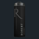 Simple Black Monogram Personalized Groomsmen Thermal Tumbler<br><div class="desc">This simple custom groomsmen tumbler features personalized groomsman's name,  monogram,  and wedding date. You can easily change the background and fonts colors to match your event if you like. Also great for a best man,  father of the bride and more.</div>