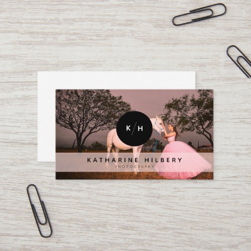 Simple Black Monogram Photographer Business Card