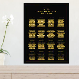 Simple Black Monogram Wedding Seating Chart