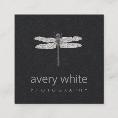 Simple Black Nature Professional Photographer Square Business Card