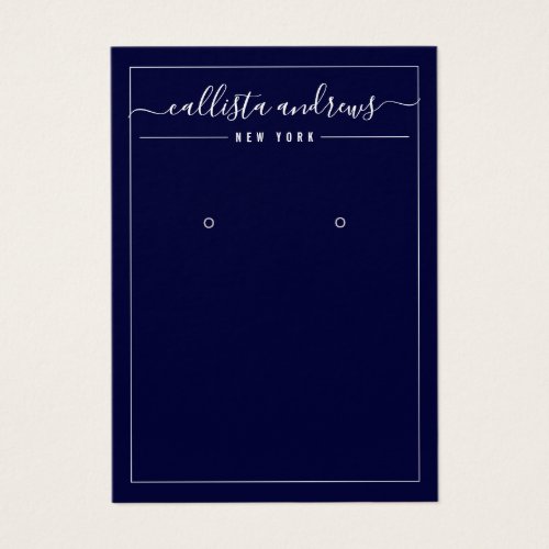 Simple Black Navy Cursive Earring Display Card