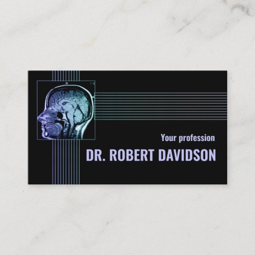 Customizable Simple Black Neurologist Xray Head Business Card