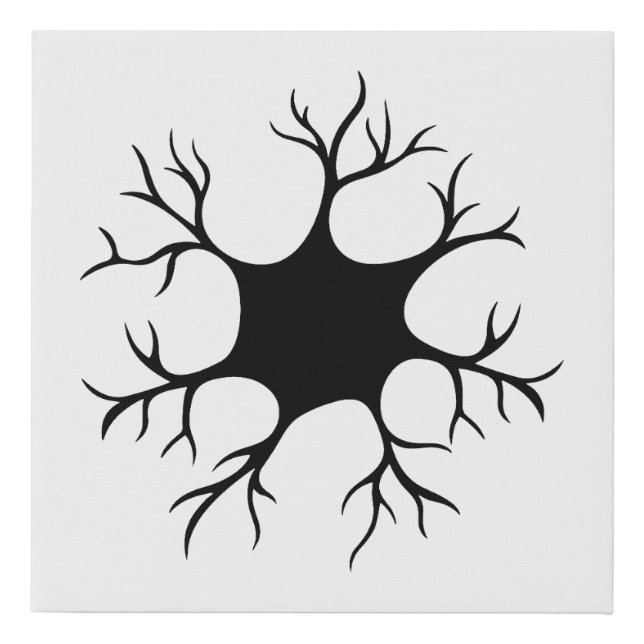 Simple Black Neuron Design Faux Canvas Print (Front)