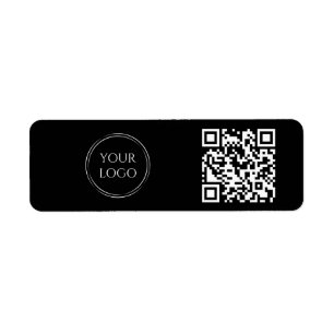 Simple Black Office Company Business Logo QR Code Label