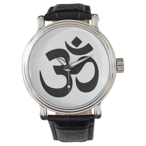 Simple Black Om Symbol Yoga Meditation Zen Watch