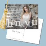 Simple Black Ombre Photo Graduation Thank You Postcard<br><div class="desc">This graduation thank you design features a bold typography overlay showcasing one photo of the new graduate. Click the customize button for more options for modifying the text on the front and back, and/or the photo! Variations of this design as well as coordinating products are available in our shop, zazzle.com/store/doodlelulu....</div>