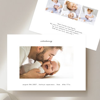 simple black on white introducing photo baby birth announcement