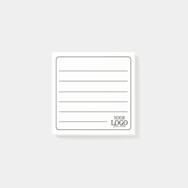 Simple Black On White Lined Logo Post-it Notes (Front)