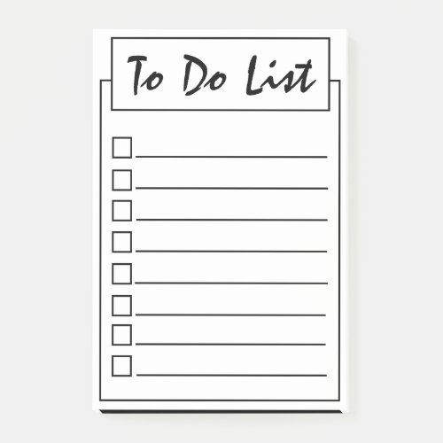 Simple Black On White To Do List   Post-it Notes