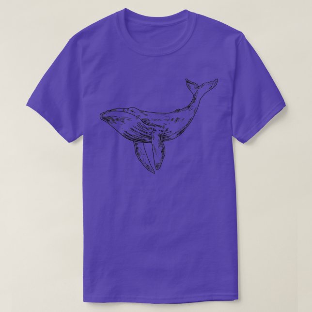 Simple Black on White Whale 6 T-Shirt (Design Front)