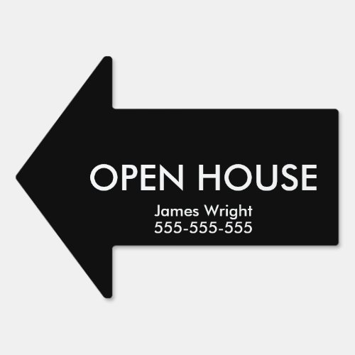 Simple Black Open House Directional Arrow Sign