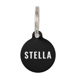 Simple black or any color name and phone number pet ID tag
