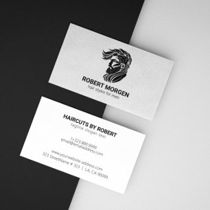 Simple Black Ornaments Haircut Logo Business Card