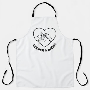 Simple Black Outline Dog and Dad Fist Bump Apron