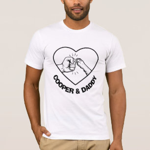 Simple Black Outline Dog and Dad Fist Bump T-Shirt