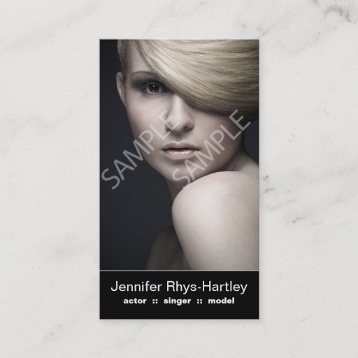 Customizable Simple Black Panel Double Headshot Business Card