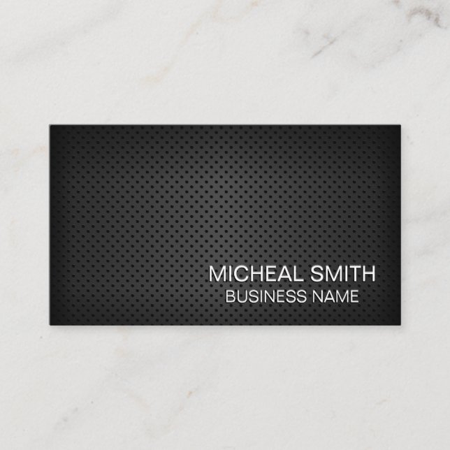 Simple Black Perforated Mesh Business Card (Front)