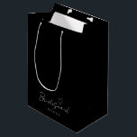 Simple Black Personalized Bridesmaid Gift Bag<br><div class="desc">This black minimalist personalized bridesmaid gift bag features bridesmaid's name and calligraphic text "bridesmaid" with sketched heart element. Great for wedding or bridal shower gifts. You can change background and fonts colors easily if you like.</div>