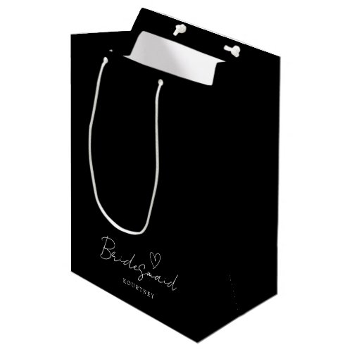 Simple Black Personalized Bridesmaid Gift Bag