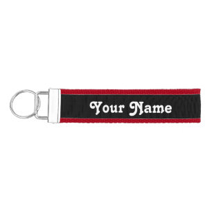 Simple Black Personalized Custom Name Wrist Keychain