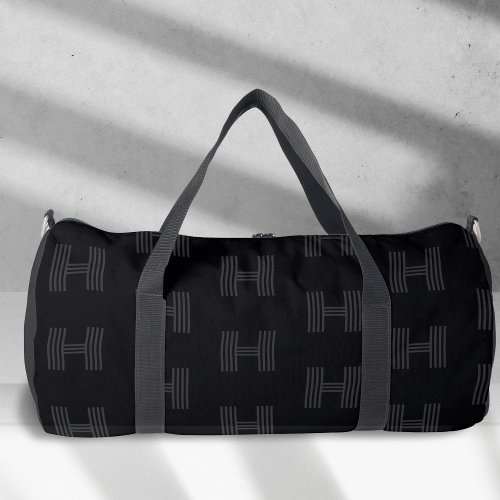 Simple Black Personalized Monogram Pattern boys Duffle Bag