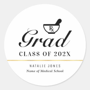 simple black phanarcy graduation  classic round sticker