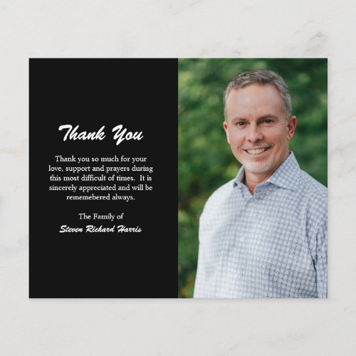 Simple Black Photo Budget Funeral Thank You Card