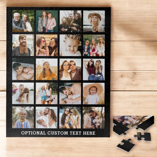 Simple Black Photo Collage 20 Picture Personalized Jigsaw Puzzle (Creator Uploaded)