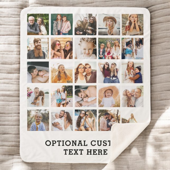 Simple Black Photo Collage 25 Picture Personalized Sherpa Blanket (Creator Uploaded)