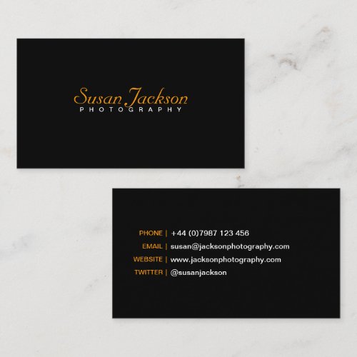 Simple Black Photographer Business Card