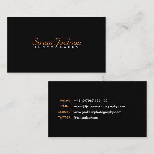 Customizable Simple Black Photographer Business Card