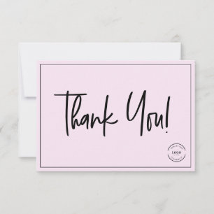 Simple Black Pink Company Logo Custom Thank You