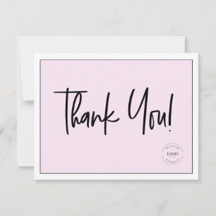 Simple Black Pink Company Logo Social Thank You