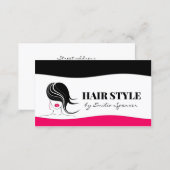Simple Black & Pink Design Layout Hair Stylist Business Card (Front/Back)