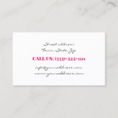 Simple Black & Pink Design Layout Hair Stylist Business Card (Back)