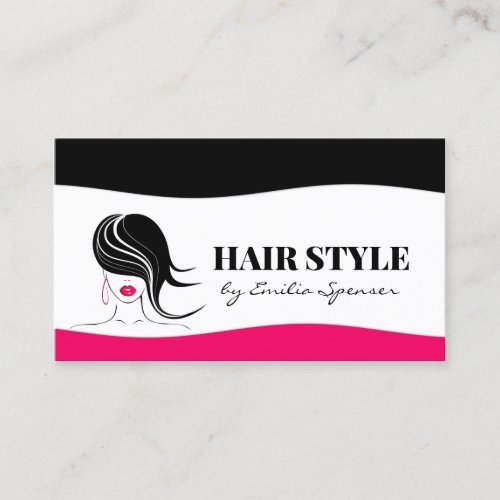 Simple Plain Black &amp; Pink Haircut Stylist Card Business Card Templates