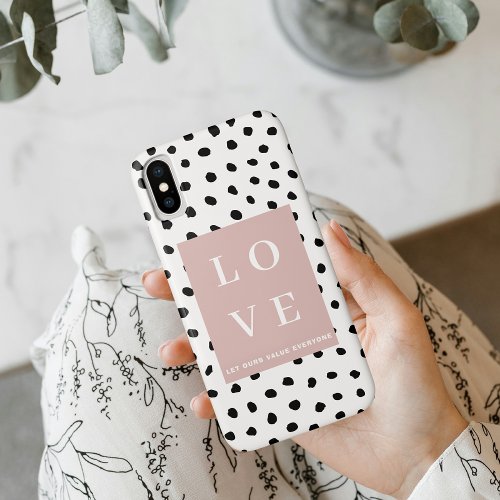 Simple Black  Pink LOVE Let ours Value Everyone  iPhone XS Case