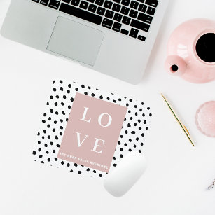Simple Black & Pink LOVE  Let ours Value Everyone  Mouse Pad