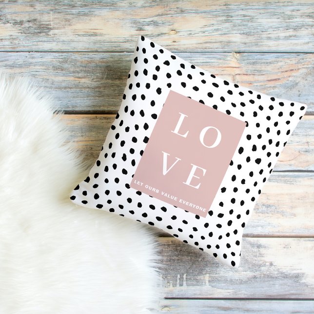 Simple Black & Pink LOVE |Let ours Value Everyone  Outdoor Pillow (Creator Uploaded)