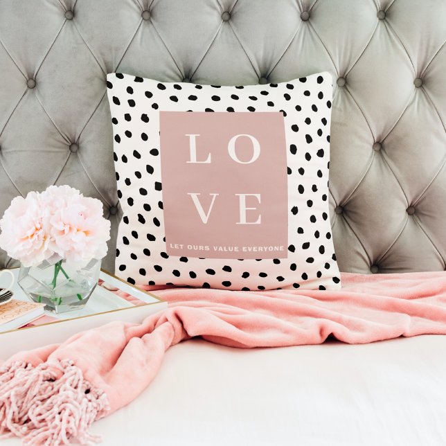Simple Black & Pink LOVE |Let ours Value Everyone  Throw Pillow (Creator Uploaded)